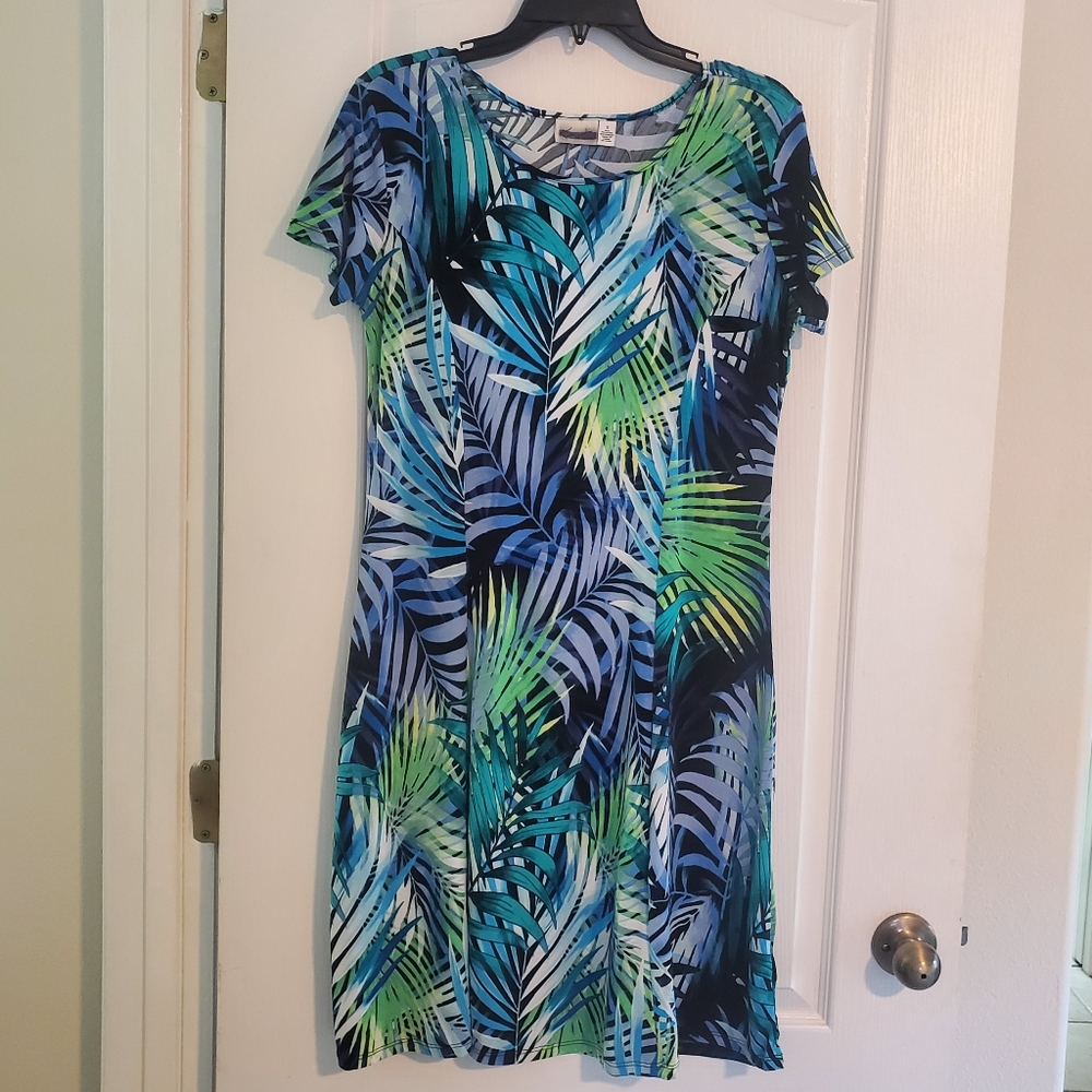 Tropical palm print dress
